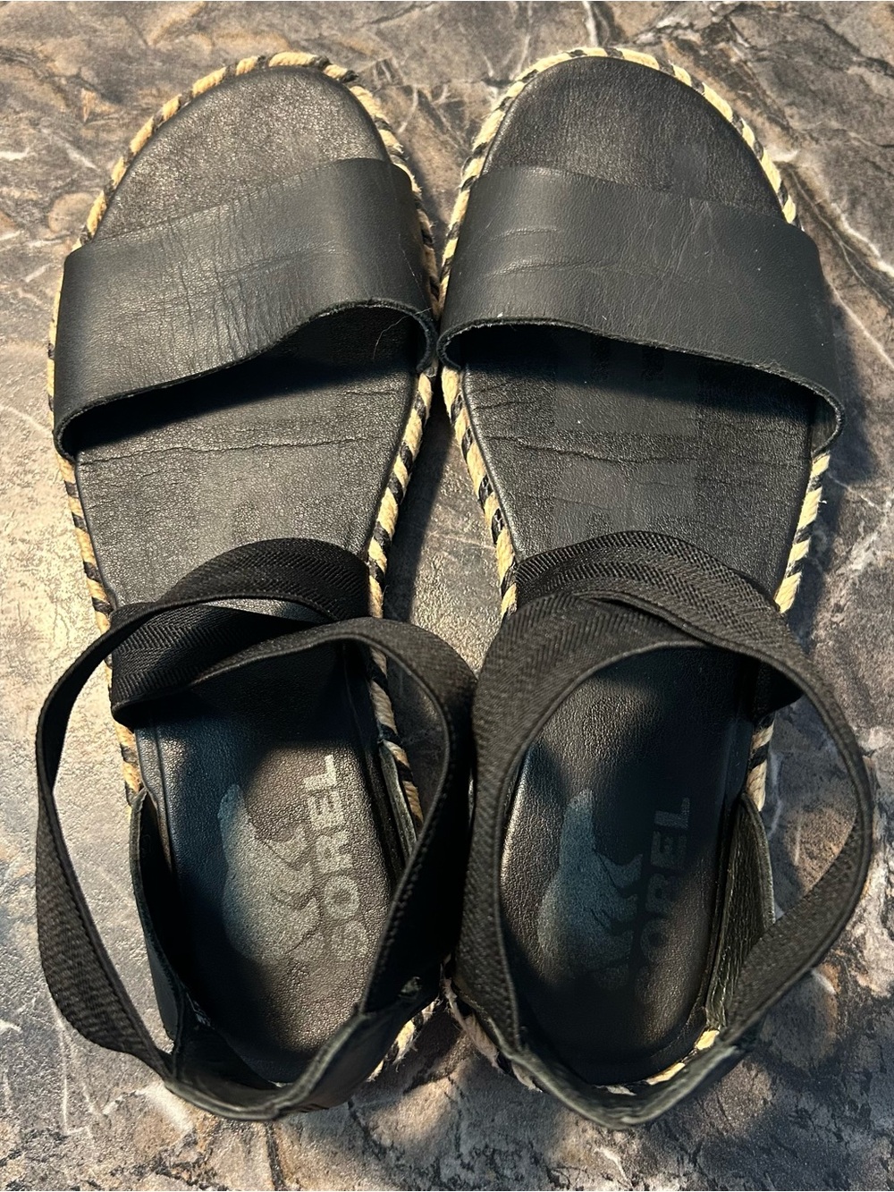 Sorel Sandals Womens 7 Black Ella II Open Toes Ankle Strap